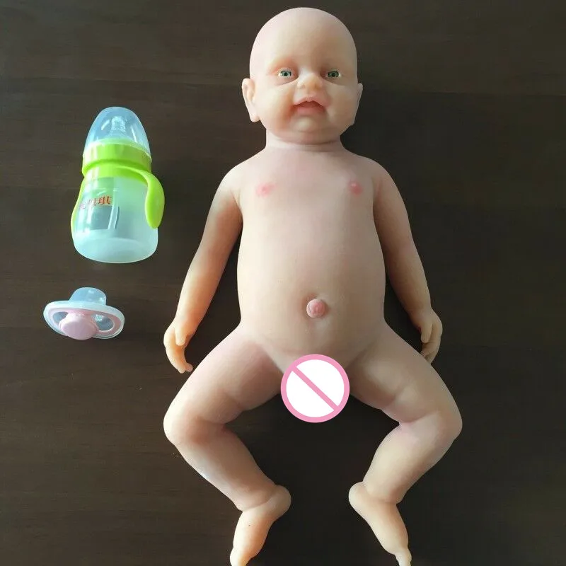 

46cm Full Silicone Baby Rebirth Baby Boy with Pacifier Dress Lifelike Cute Doll Children Toy