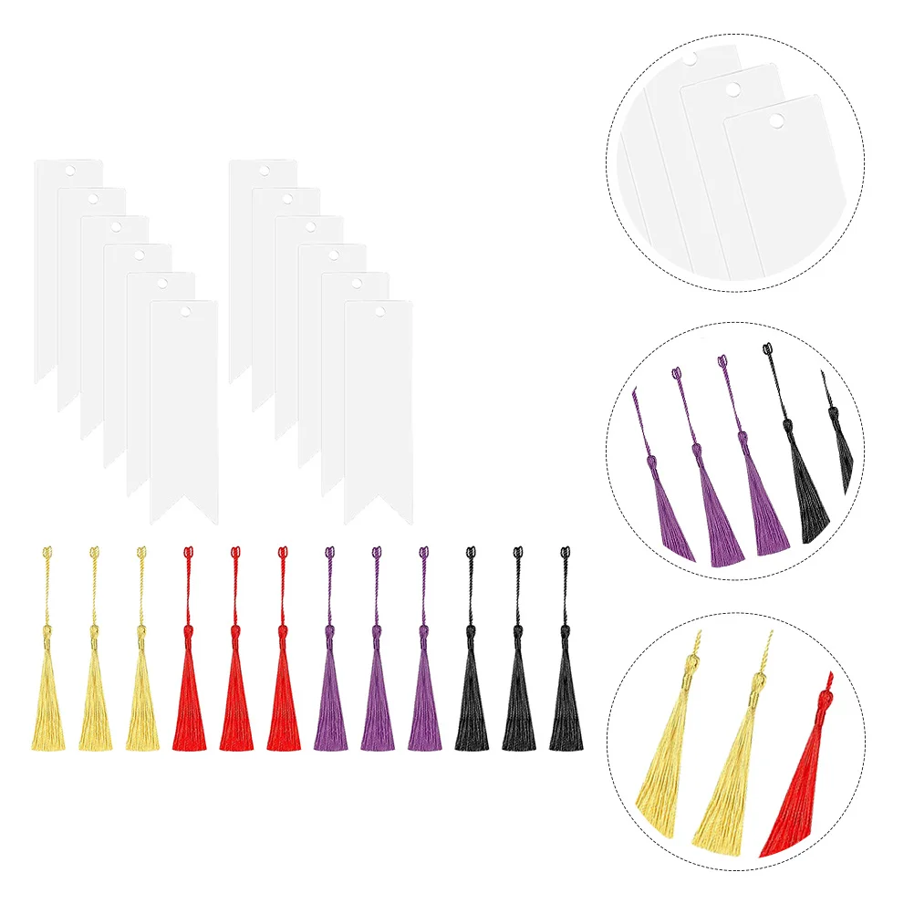 

12Sets Acrylic Bookmarks Delicate Tassel Page Markers for Student Study Library Reading Gifts Acrylic Bookmark Blanks