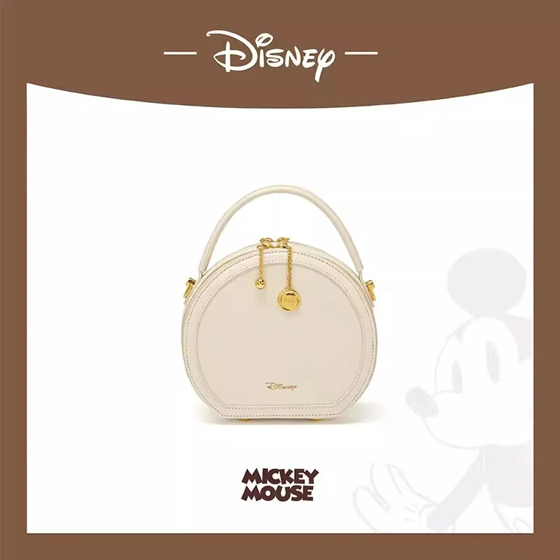 2024 Original Disney Chinese Style Round Shoulder Bag Fashionable Retro Embroidered Mickey Messenger Handheld Chain Womens Bags