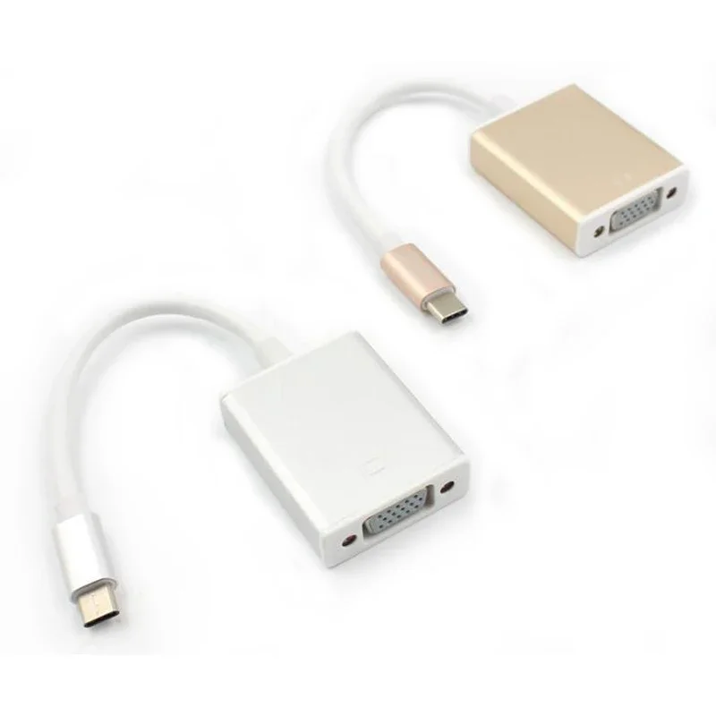 Adaptador USB 3,1 tipo C macho a VGA hembra 2K 1080P HDTV, Cable conector Convertidor para Mac Macbook, 1 unidad