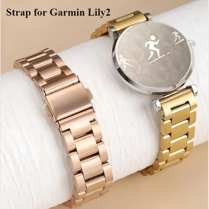 

14mm Stainless Steel Strap Top Quality Watchband for Garmin Lily2 Replacement Loop 14mm Watchband Bracelet