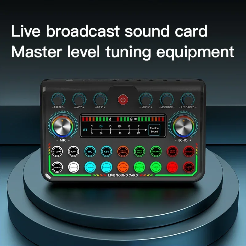 Live Sound Card Mixer Podcast Sound board Voice Sound Board for Phone PC Computer DJ-Music Studio Mixer