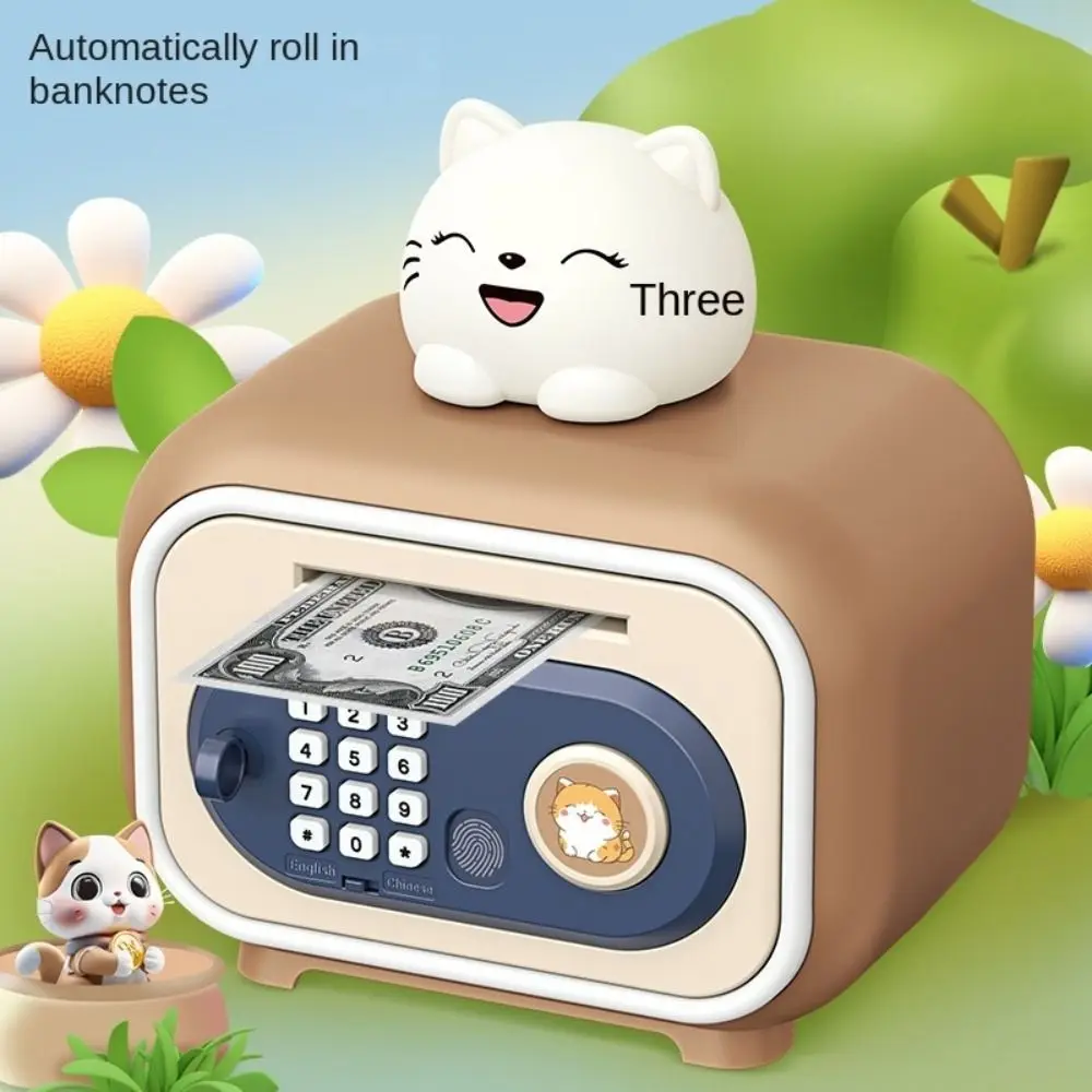 Bloqueio de senha automático roll-up poupança banco impressão digital-protegido lembrete de voz inteligente caixa de depósito de dinheiro caixa de armazenamento