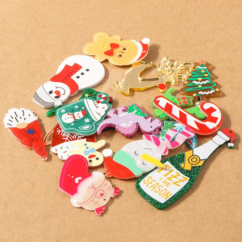 

5pcs New Resin Christmas Snowman Charms Pendants for Making Necklace Earrings DIY New Year Jewelry Accessories Supplies