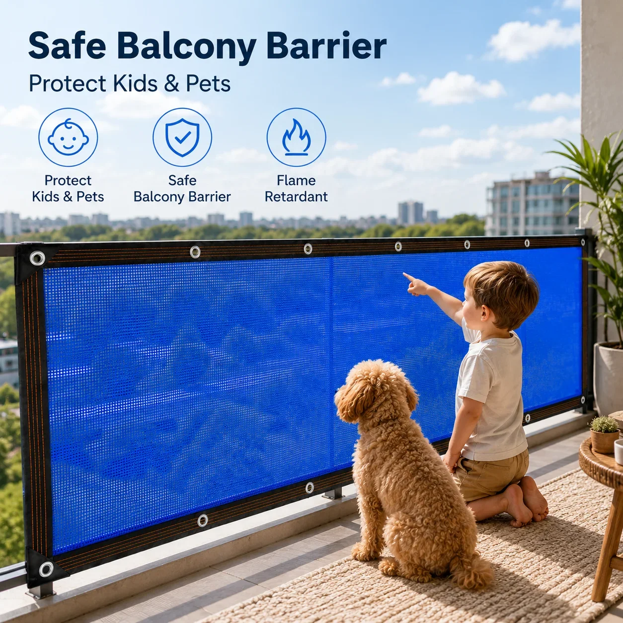 Flame Retardant Fence Net Privacy Screen Reinforced Polyester Edge Grommets for Garden Balcony Yard Construction Outdoor Safety