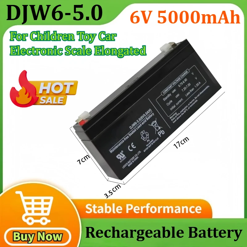 

6V 5Ah DJW6-5 DJW6-5.0 Battery Rechargeable Lead-acid Accumulator for Children Toy Car Electronic Scale Elongated Batteries