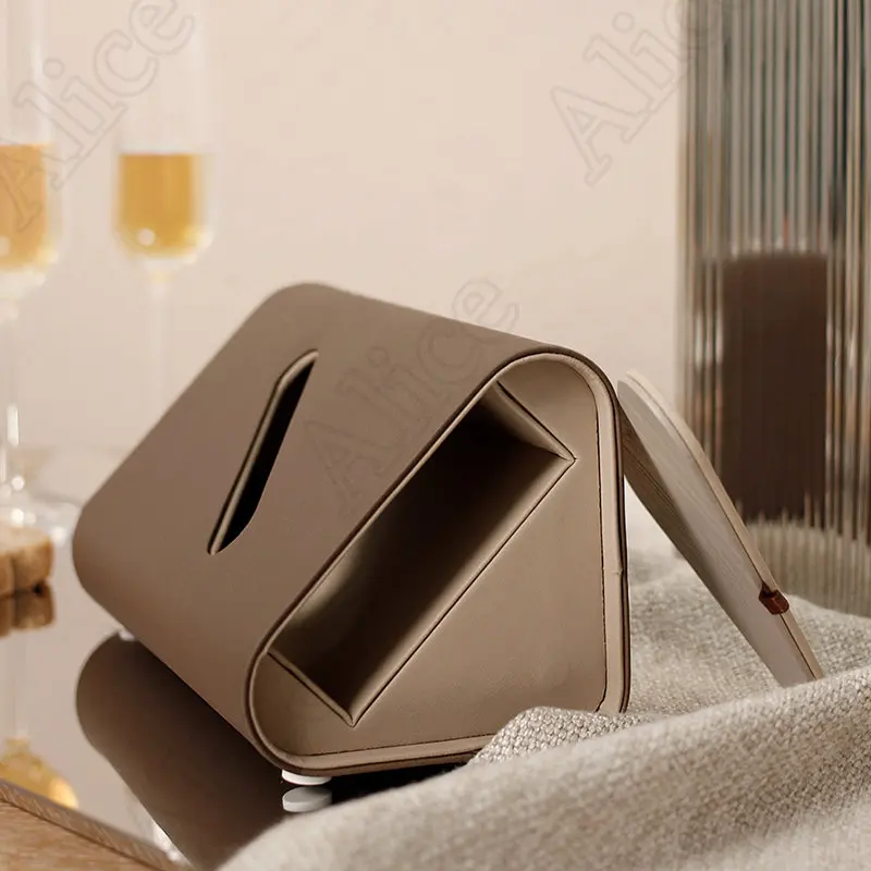 Modern Luxury High-end Leather Tissue Box Bedroom Paper Towel Storage Boxes Dining Table Decor Napkin Holder Ornament Home Decor