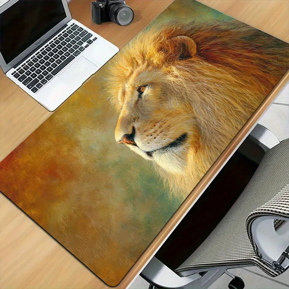 

Винтажный коврик для мыши с портретом льва, большой, с изображением диких животных, нескользящий, для игр и офиса