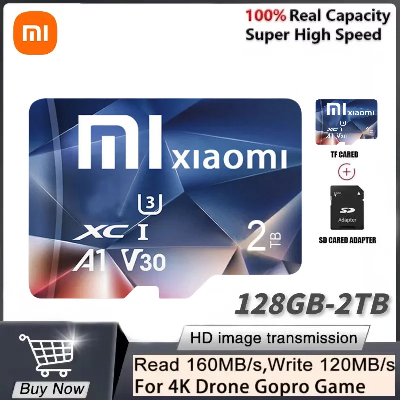 Xiaomi การ์ดหน่วยความจํา 1TB 2TB 256GB Extreme Pro Mini SD การ์ด U1 V10 Micro TF SD การ์ดแฟลชความเร็วสูงสําหรับกล้องโทรศัพท์ Drone