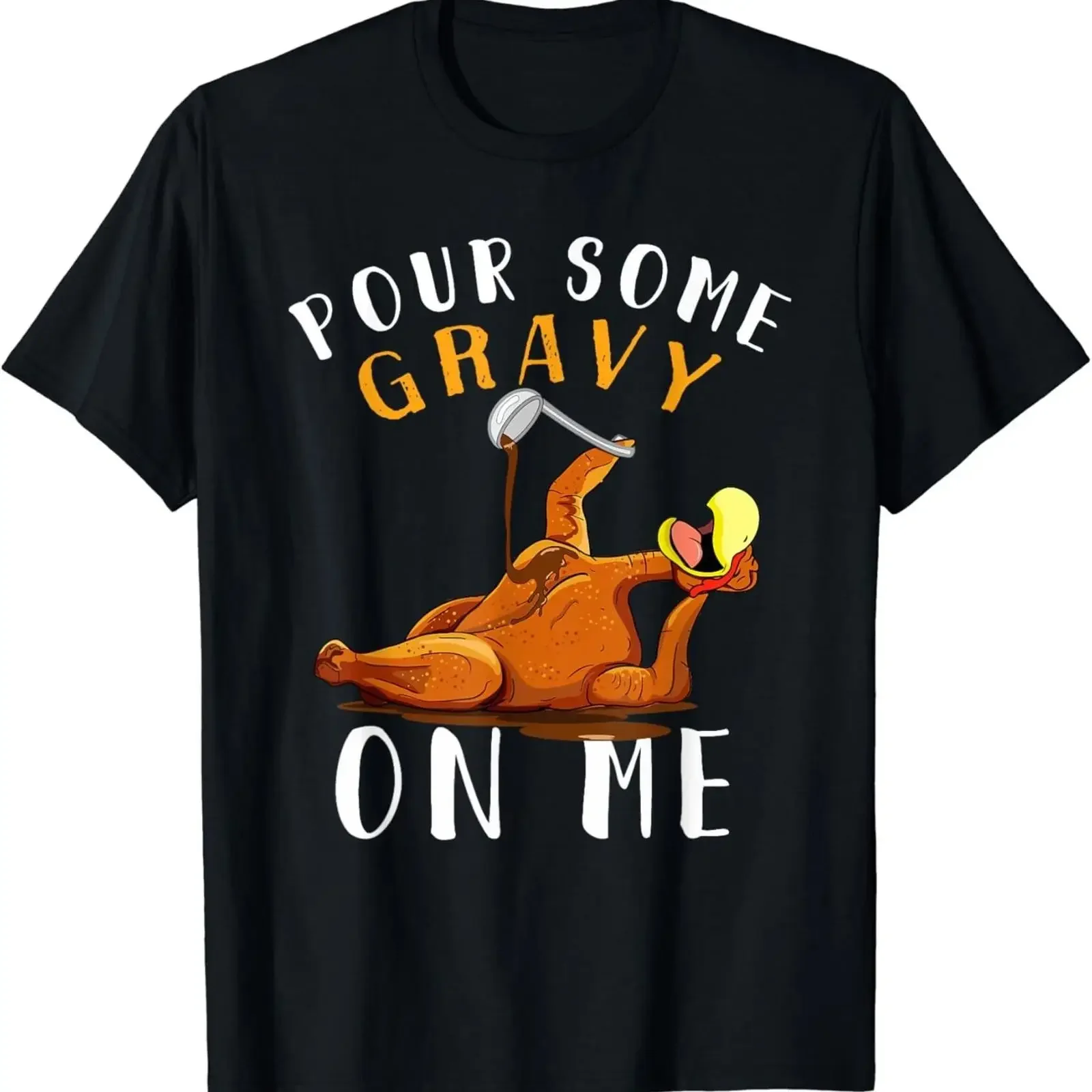 Pour Some Gravy on Me T Shirt Happy Turkey Day Thanksgiving  vintage Washed fashion Soft streetwear Casual Versatile Stretched