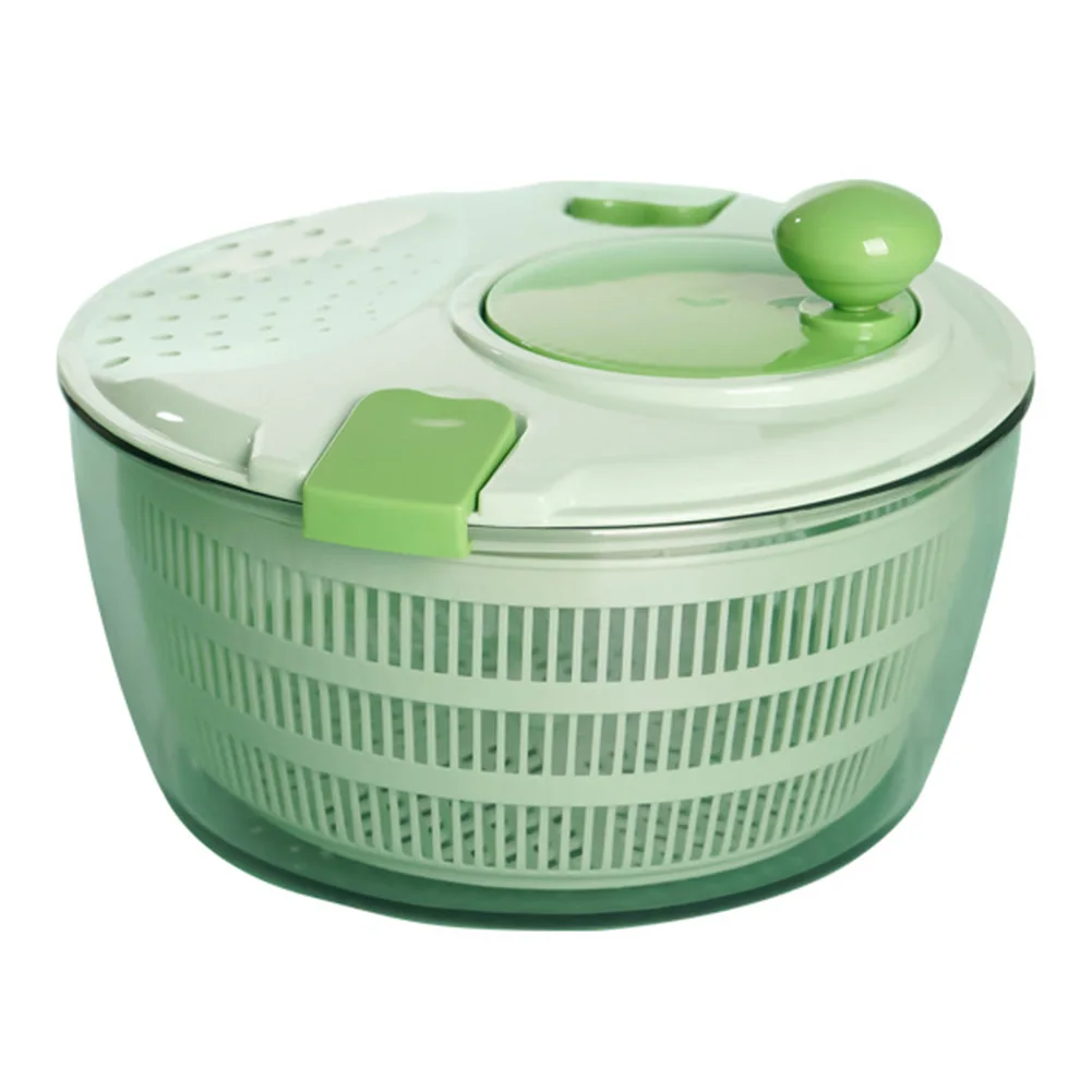 4L Vegetable Fruit Drain Basket Large Capacity Fruit and Vegetable Drainer Secure Lid Lock Rotary Handle for Home Kitchen