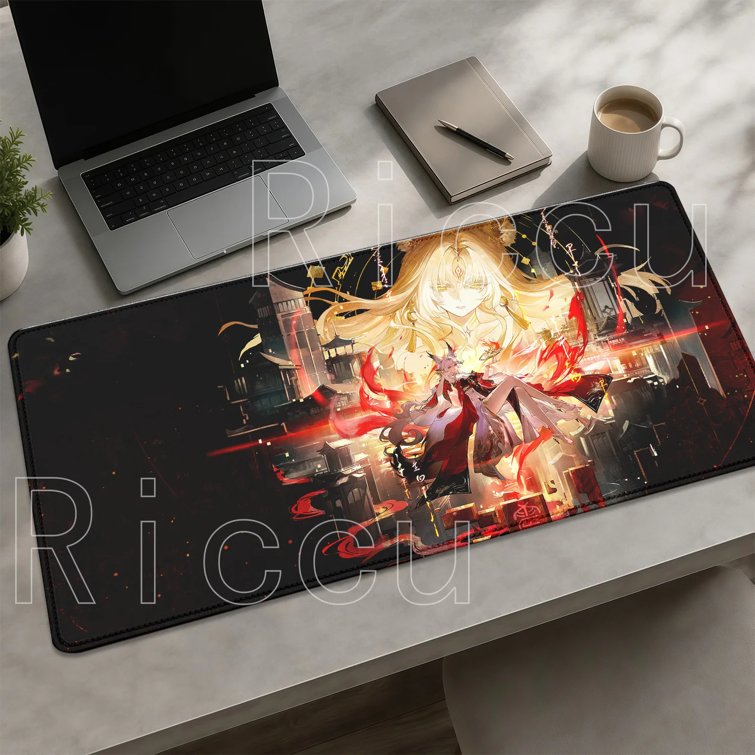 XXL Hsin Wuthering Waves WuWa E-Sports PC-Gaming-Overlock-Mauspad, rutschfeste Unterseite, Tastatur, Bürozubehör, HD-Druck, Schreibtischunterlage.