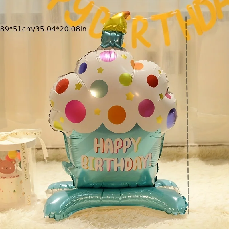 vertical cake balloon, pink blue birthday party balloon, background decoration, happy birthday decoration  frozen birthday party view 5