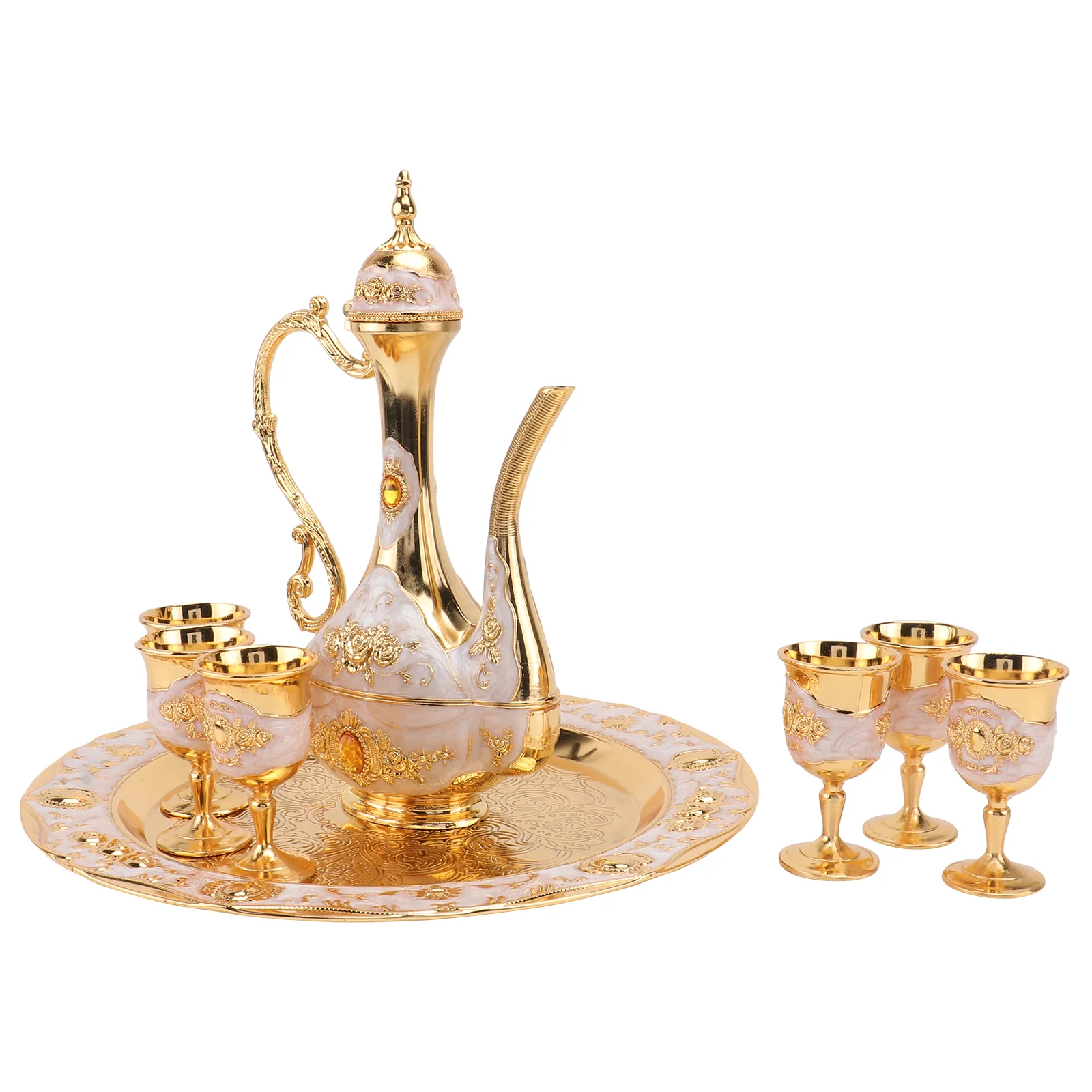 Set Decorative Cup Kit Adornment Dining Table Adornments Espresso Cups Decanter Tray Wedding Gift Metal Man