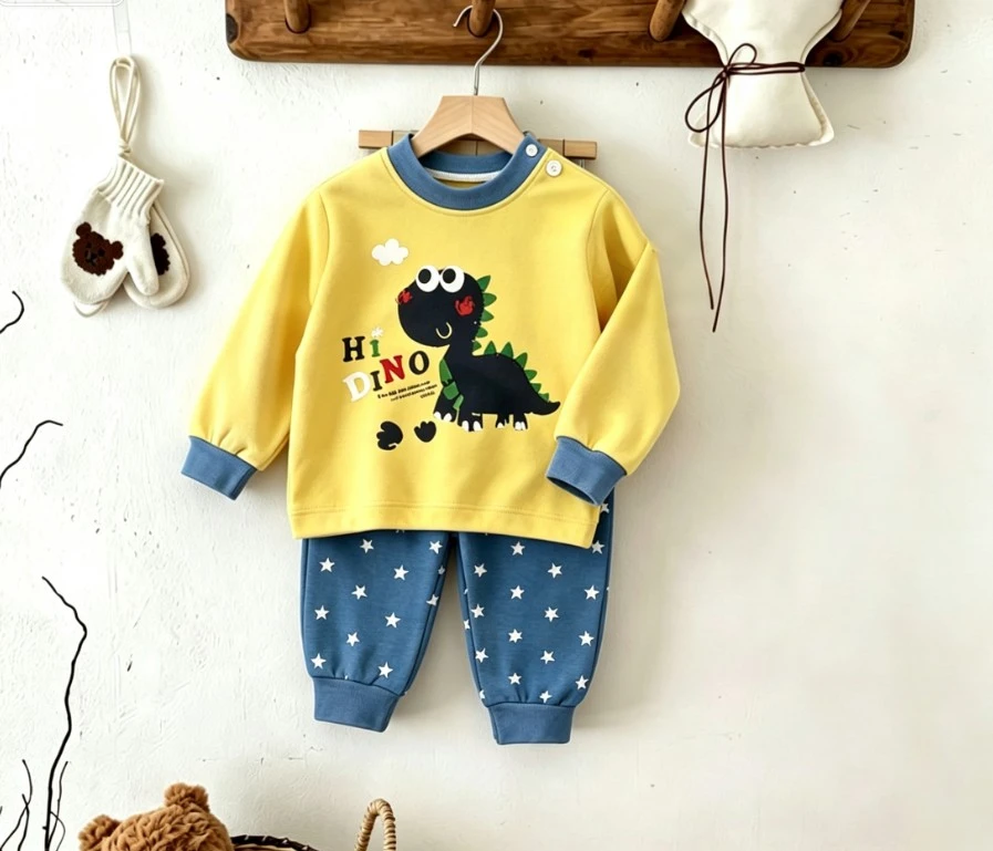 6M-3Y Children Casual Tracksuit Set Lovely Cartoon Print Casual Top And Matching Pants Children Daily Wear Clothing Sets Costume