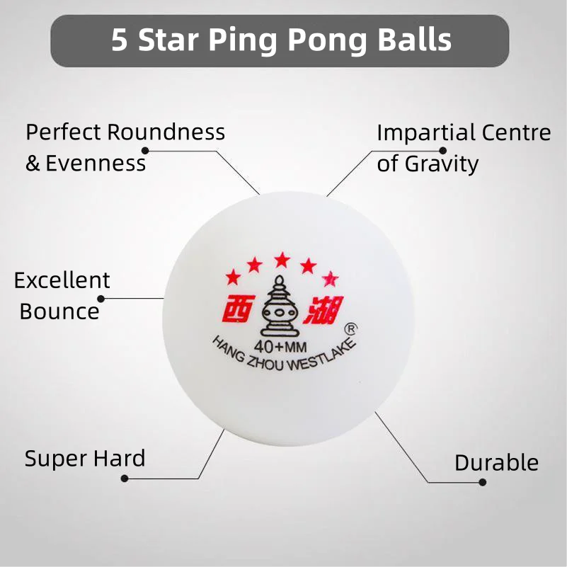 Malathorne WESTLAKE-Selected Match Standard Table Tennis Balls, 5 Estrelas Ping Pong Balls para Treinamento do Clube, Jogos Amadores, ABS, 40 + mm (não comprar se rejeitar o direitos aduaneiros)