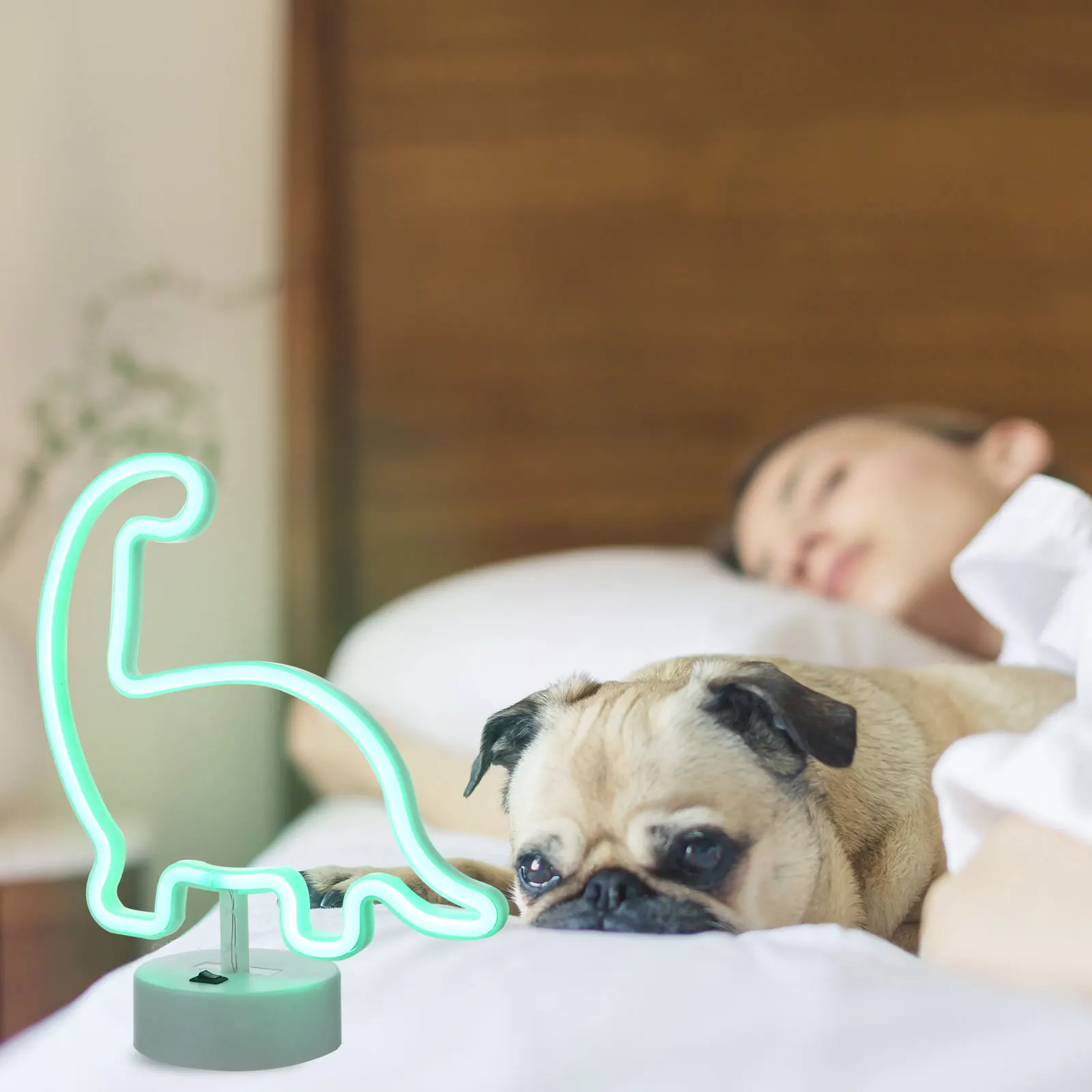 

Dinosaur Shape Led Neon Night Lamp Acrylic Table Light For Home Party Decoration Durable Creative Dual Use Light Bedside Lamp
