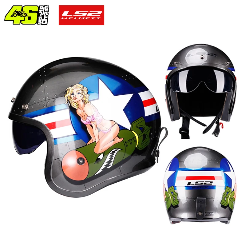 Capacete LS2 Spitfire винтажный мотоциклетный шлем ls2 jet с открытым лицом ретро шлемы casco casque moto OF599