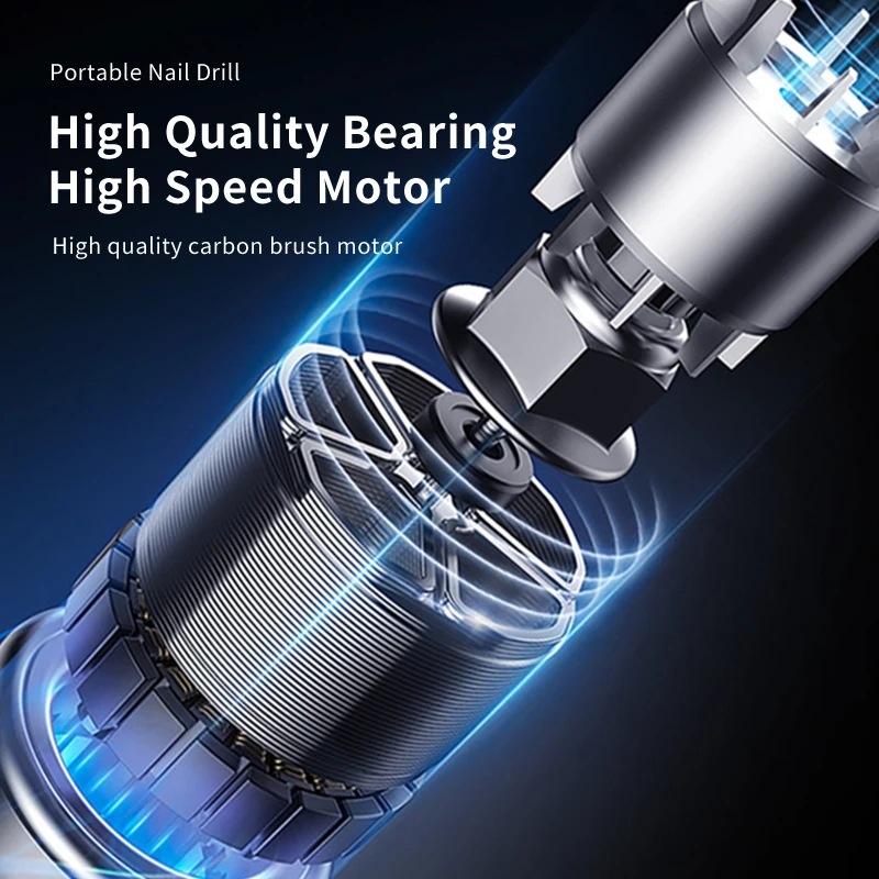 NEW 30000prm Rectangle Nail Drill Rechargeable Desktop Base Manicure Electric Machine Nail File Pedicure Cordless Drilling