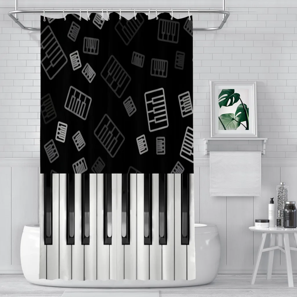 Piano Bathroom Shower Curtains Music Notes Waterproof Partition Curtain Funny Home Decor Accessories