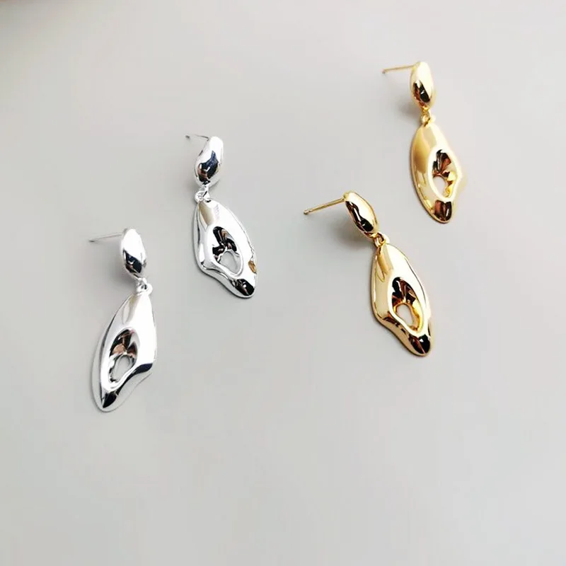 N 925 Silver French Minimalist Wind Plastic Silver Abstract Design Geometric Earrings Femininity Earrings