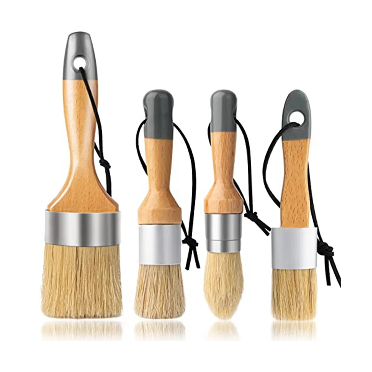 4 PCS Chalk And Wax Paint Brush Furniture , Small Round Oval Brush with Natural Bristles for Painting or Waxing