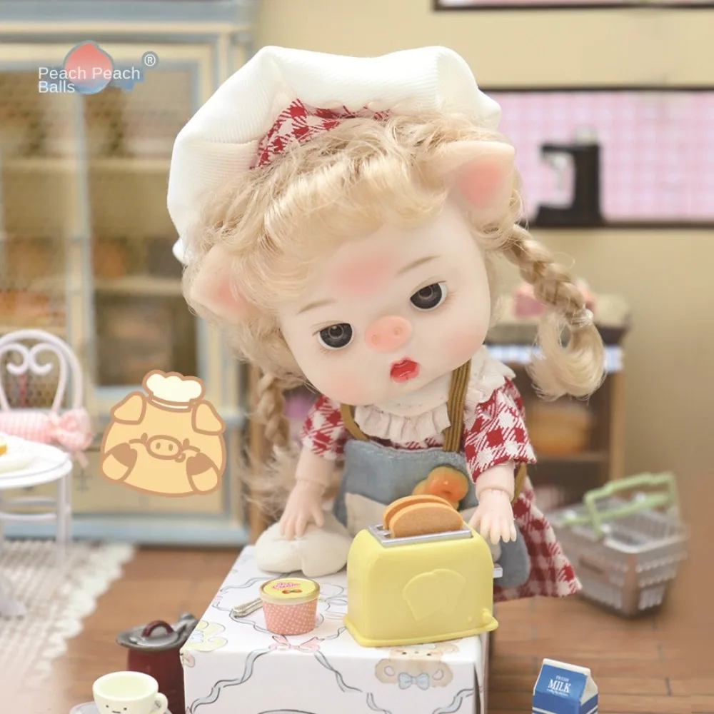

Pig Nose Big Eyes Toys Dolls Movable Joint Barista Cartoon Baker Bjd Doll Ball Jointed Body Lovely Cute Bjd Anime Doll DIY Toys