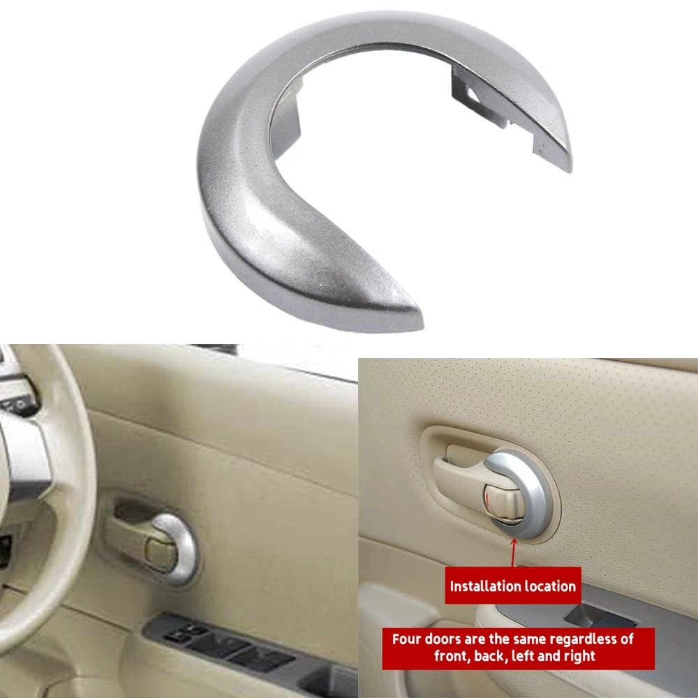 2Pcs Car Interior Door Handle Cover Handle Escutcheon for Tiida 2005-2010 1.6 LIVINA NV200 Geniss Silver Gray