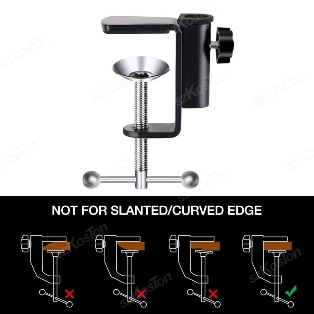 Metal Desktop Mount Clamp For Microphone Suspension Boom Scissor Arm Stand Base Holder with Adjustable Screw image 5