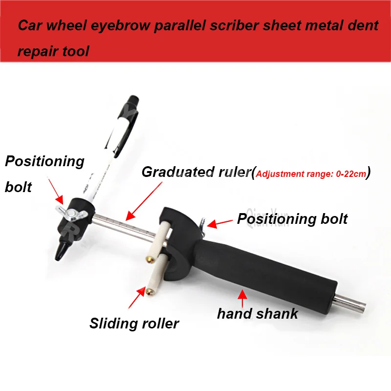 1Pcs New Parallel Scriber Wheel Eyebrow Rib Line Car Sheet Metal Dent Repair Tool 0-22mm Adjustable Repair Paint Panel Surface