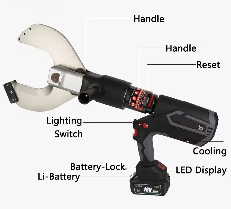 Electric Cable Scissors EB-120CK Li-battery Charging Hydraulic Cable Cutter 120mm Digital display Powerful Cable Cutting Machine