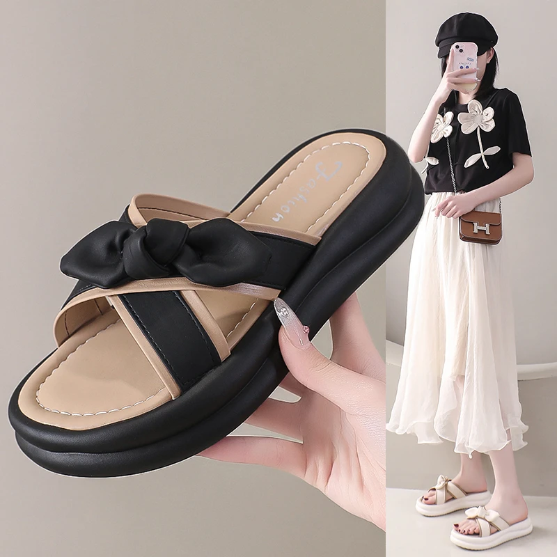 

Fairy style slippers summer 2024 new versatile fashion cross drag thick soled shoes women's sandals and slippers