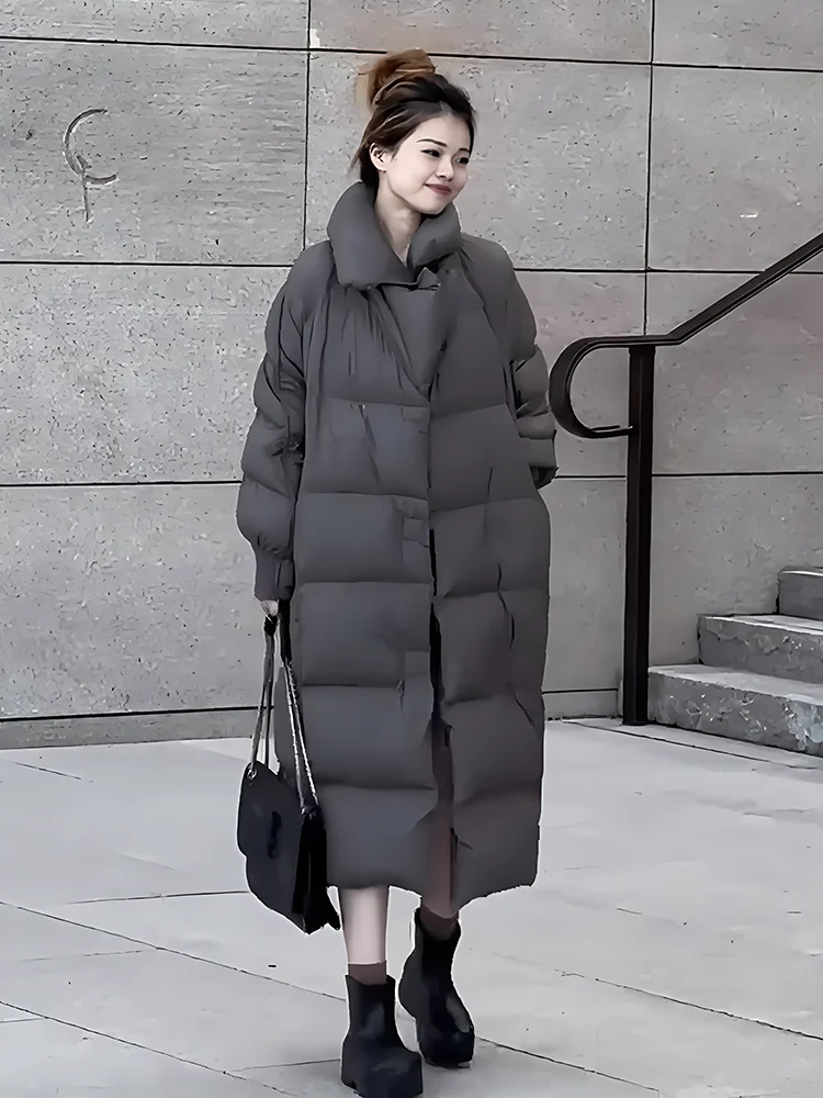 2024 invierno nuevo Faionable versátil Thiened Floing cuello grande blanco Du abajo Jaet mujer moda viaje Sle