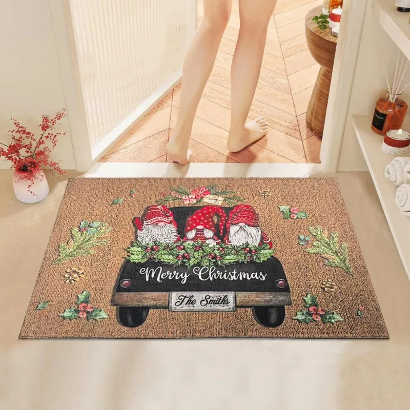 

Christmas Carpet Cartoon Dwarf Door Mats Red Santa Claus Floor Mat Holiday Decoration Indoor and Outdoor Foot Mat Absorbent Mat