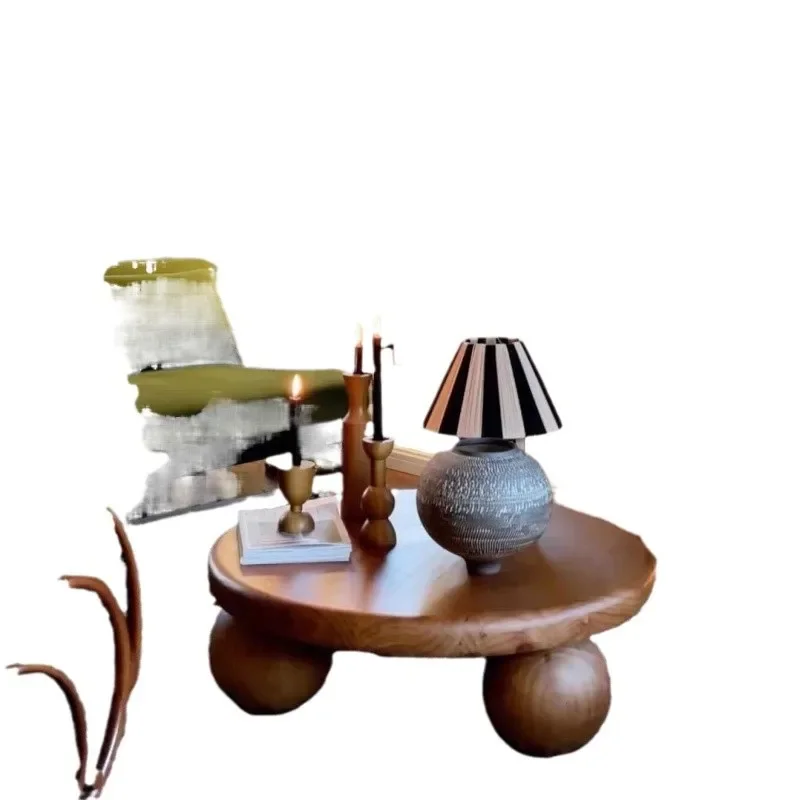 

Solid wood round, coffee table for household use