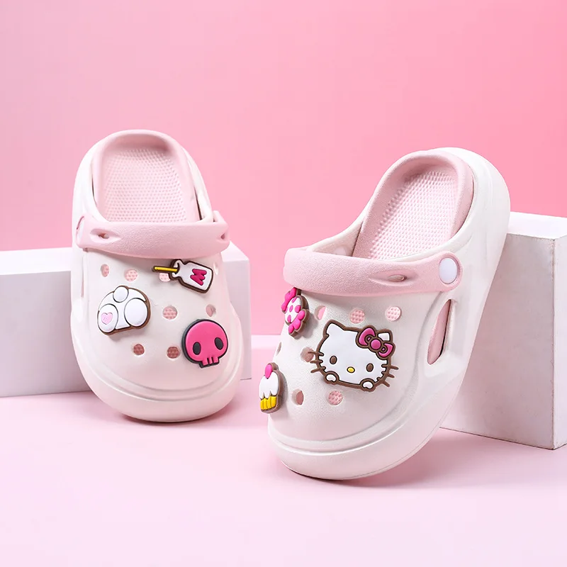 Cartoon Sanrio Hello Kitty Platform Clogs Women Kuromi Skull Charms Lightweight Eva Non Slip Summer Indoor Daily Walking Sandals view 6