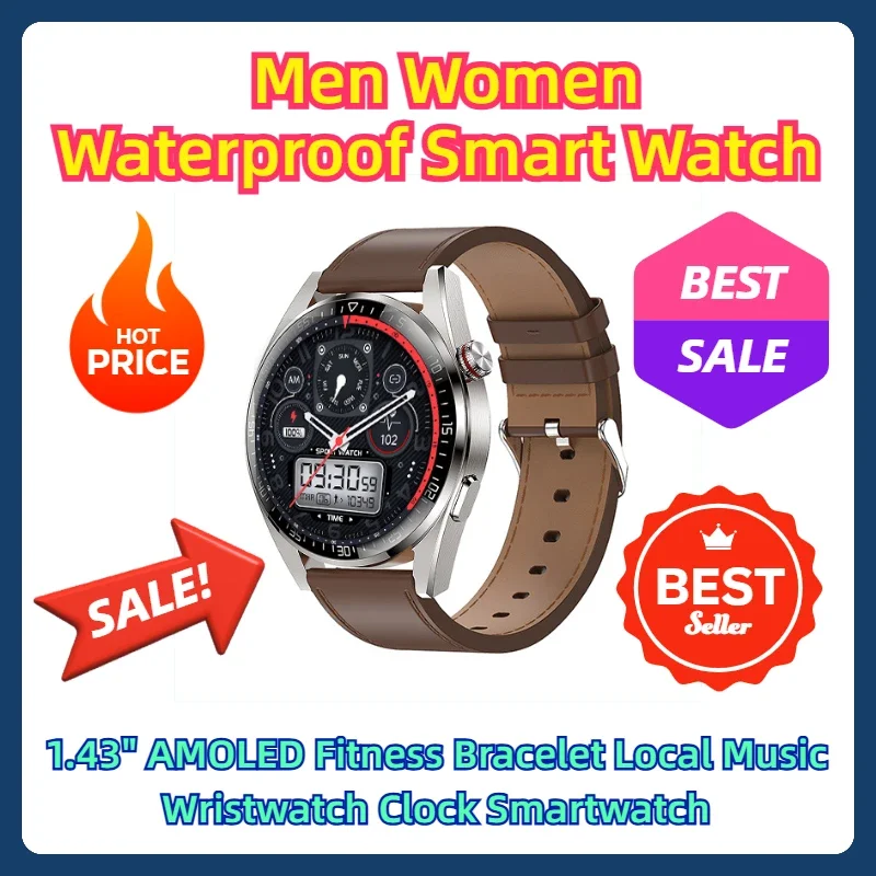 Men Women Waterproof Smart Watch 1.43