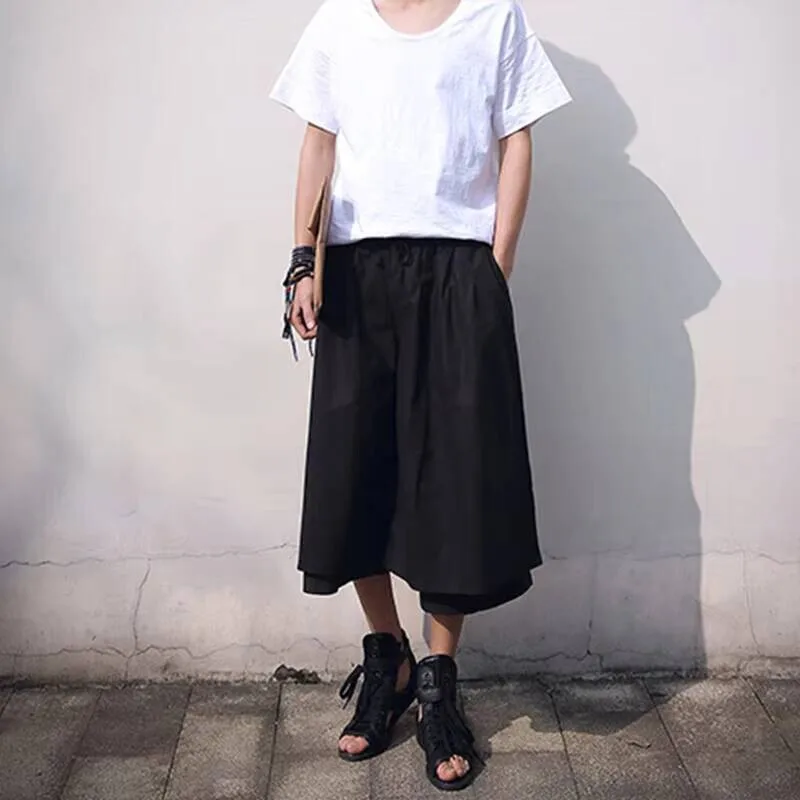 

With Couples Summer Wide-Leg Pants Men's The New Same Style Yamamoto Style Fashion Leisure Super Loose Large Size Seven Pants