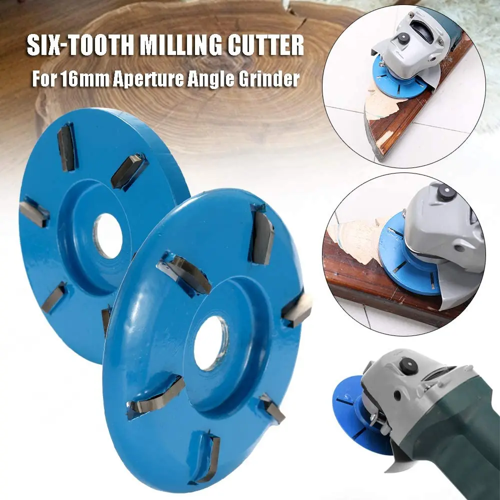 Six Teeth Power Wood Carving Disc Tool, Milling Cutter for 16mm Bore Aperture Angle Grinder Milling Cutter Flat