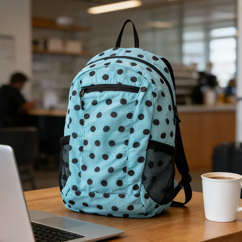 

Japanese Style Polka Dot Backpack Lightweight Foldable Outdoor Travel Korean Style Cute Schoolbag Fresh Sweet Nylon Backpack