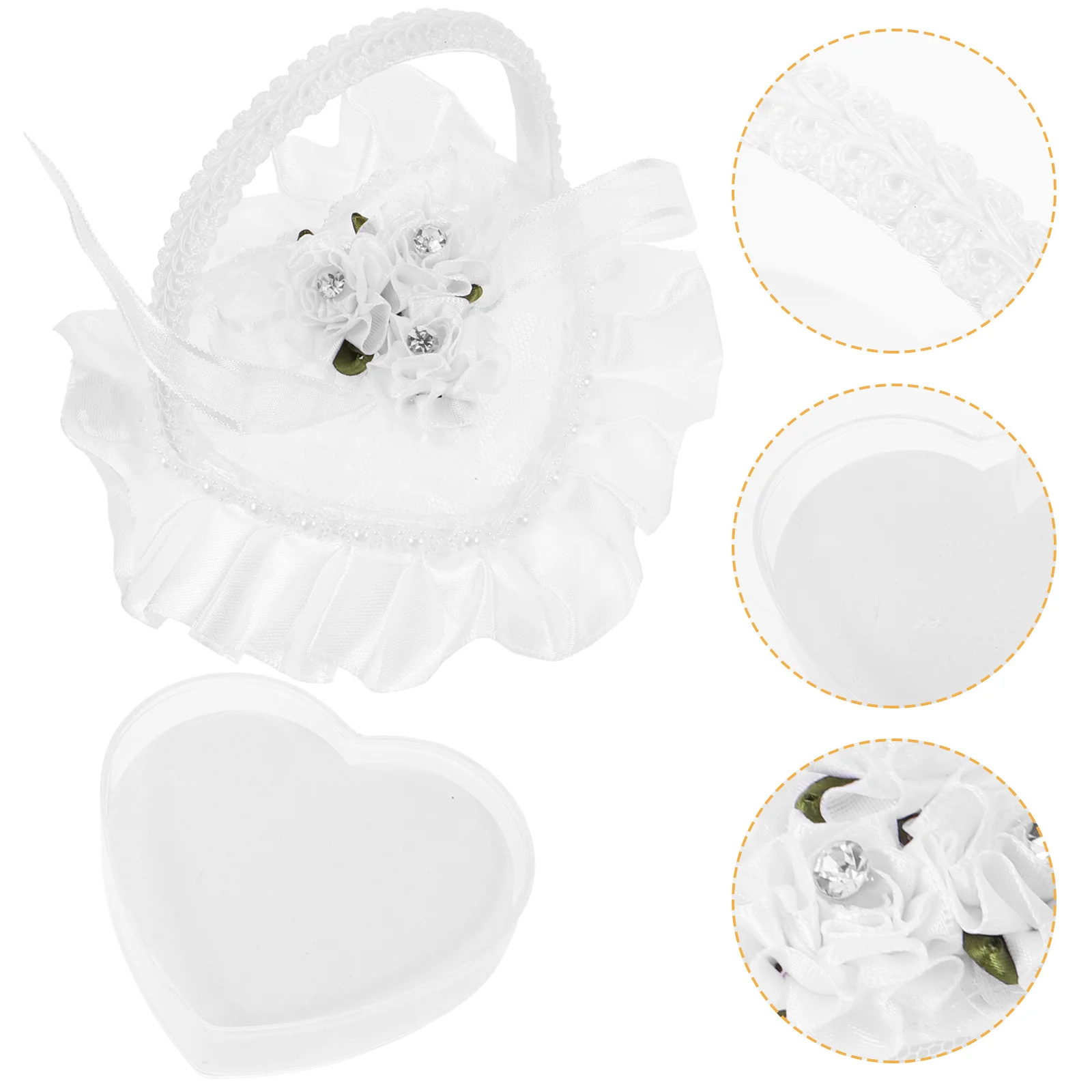 

Elegant Heart Shape Ring Pillow in Satin with Handle for Wedding Ceremony Ring Display Box for Bridal Proposal Decor