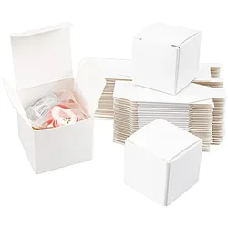 30 pcs Mini White Paper Gift Packaging Box with Lid Soap Box Foldable Cardboard Earring Ring Small Jewelry Favor Treat Boxes