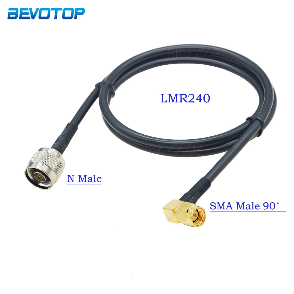 

N Male Plug to N Male 90 Degree Connector RF Adapter LMR240 50-4 Coaxial Cable Pigtail Jumper 50 Ohm 3G 4G LTE Extension Cord