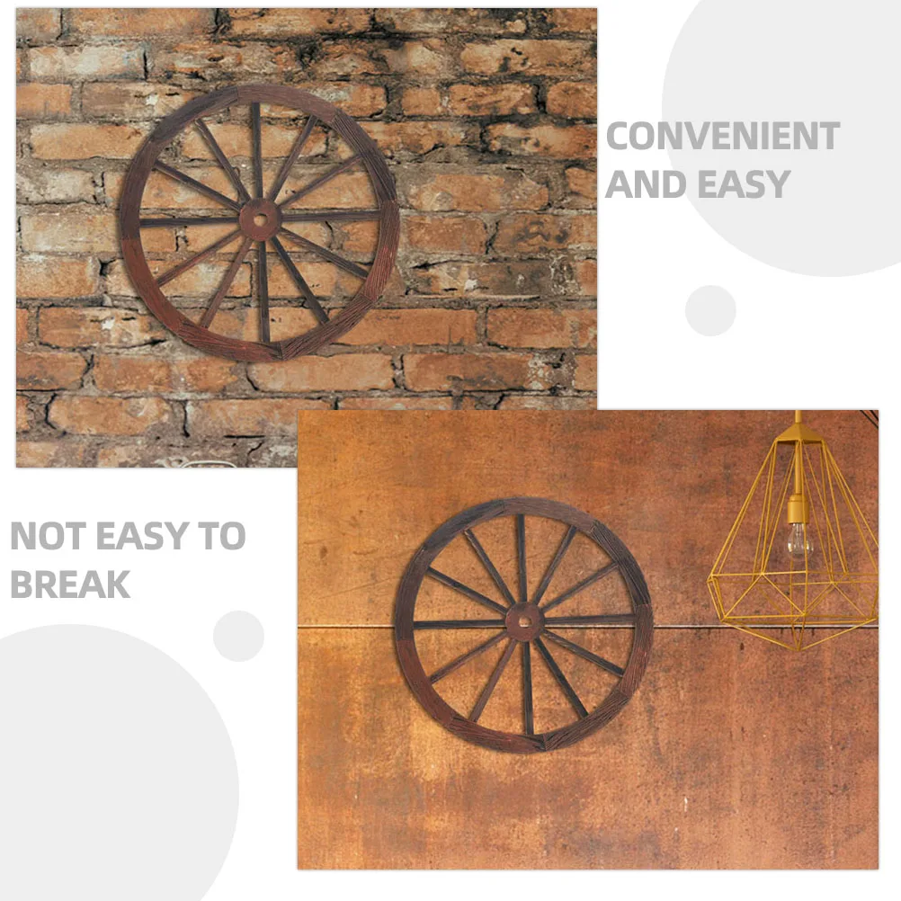 

3pcs Retro Wooden Wagon Wheel Wall Decor Vintage Rustic Hanging Craft Home Living Room Wood Art Fence Door Rack