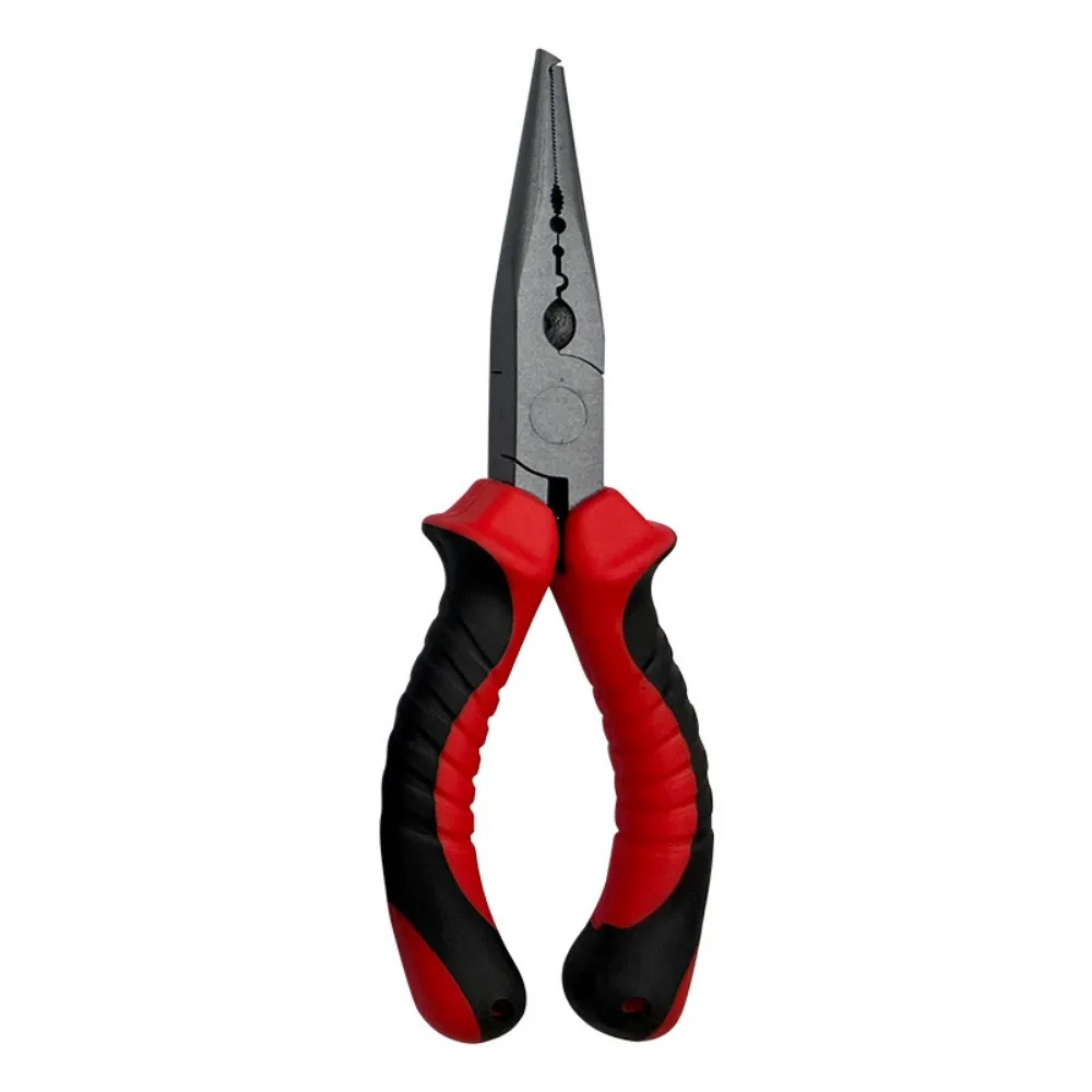 

High Carbon Steel Fishing Pliers Remover Bent Long Nose Split Pliers Fish Mouth Pliers Hook Line Cutter with Rubber Handle