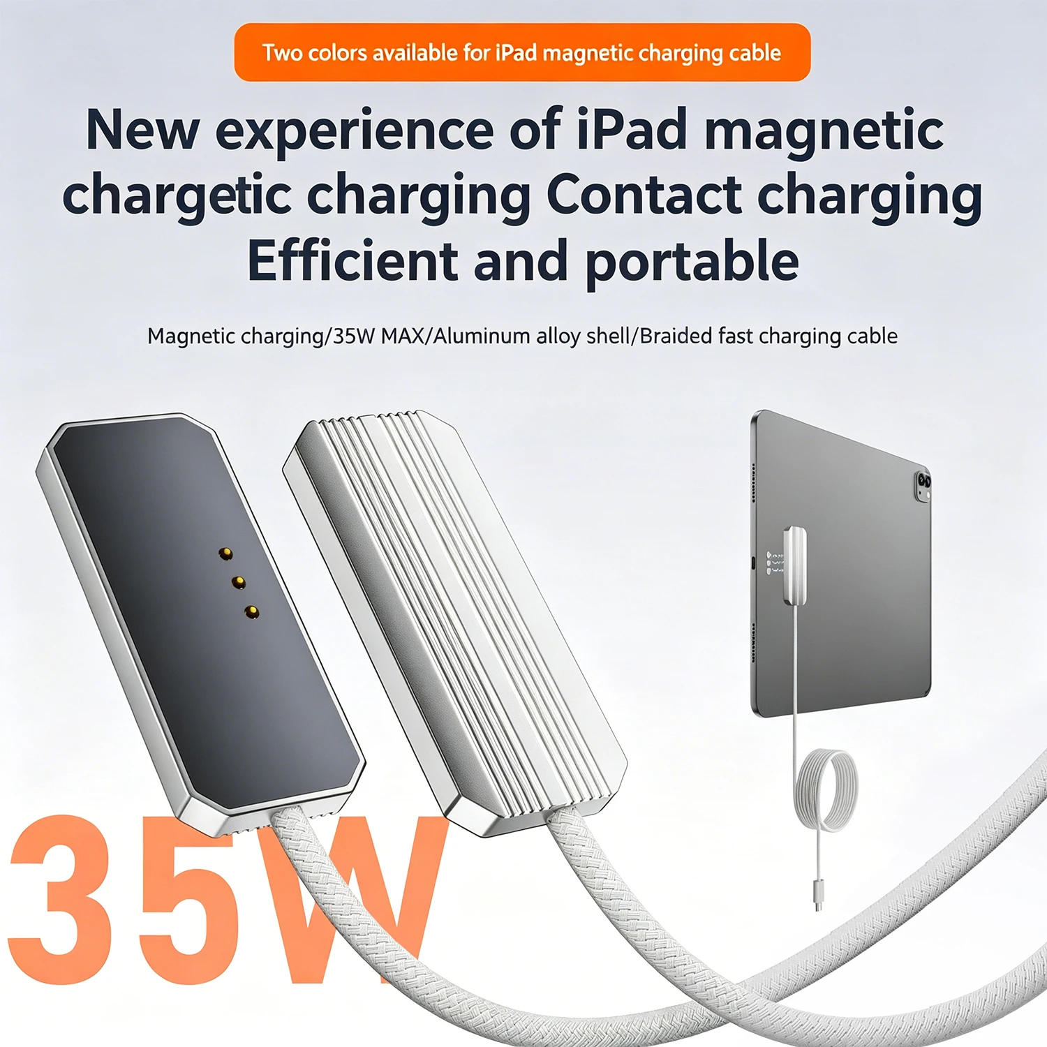 35W USB-C Magnetic Fast Charger Cable with Overvoltage Protection, 200cm USB-C Adapter Cable for iPad Pro M4/M5 11-inch view 2