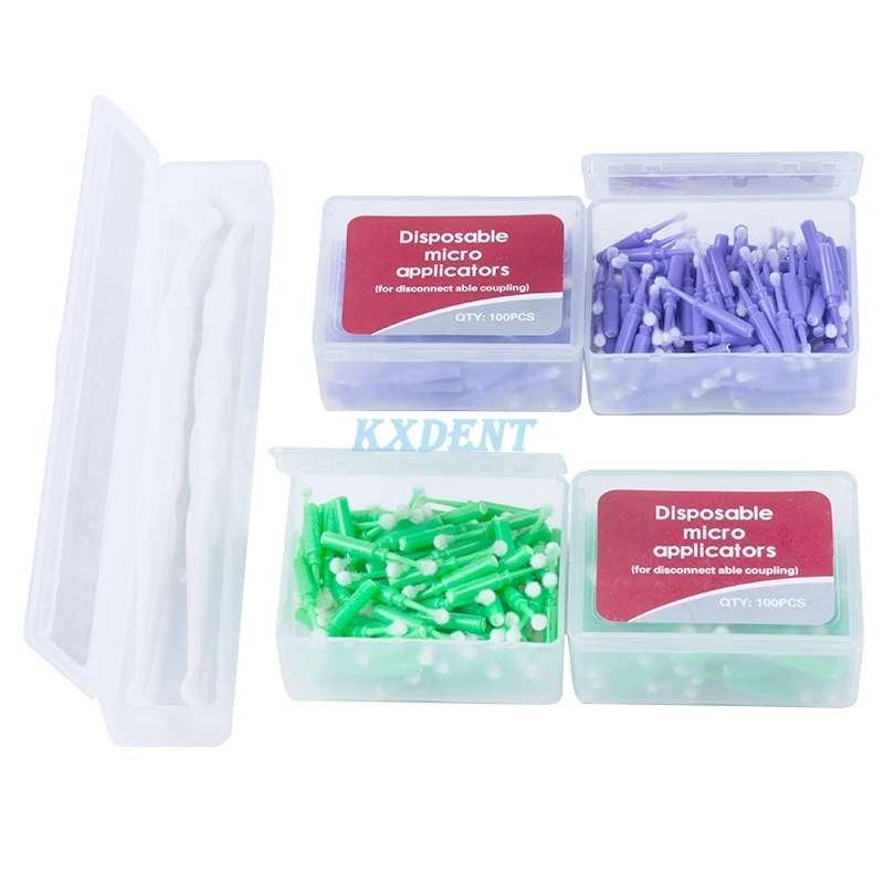 Dental Disposable Micro Applicator Brush 400pcs with 2 Handles for disconnect able coupling 2 colors Dentistry Lab Materials