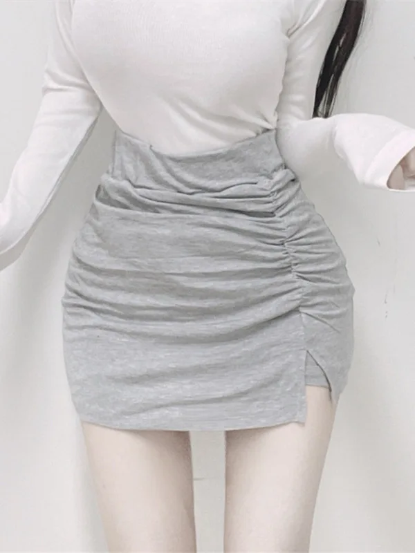 

Skirts TVVOVVIN Sweet Mini Korea 2024 Summer Autumn/Winter New Split Fold High Waist Skirt Slim Body Wrapped Hip Short A7ZE