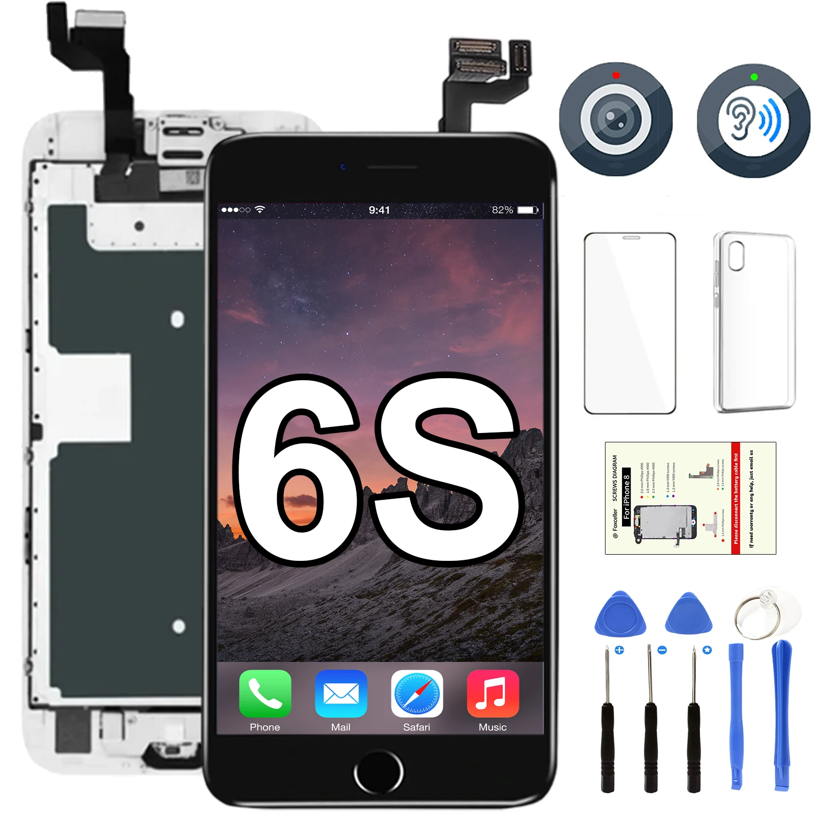 AAA Full Set Display For Apple iPhone 6S LCD Screen Replacement Complete Assembly Touch Digitizer Front Camera+Home Button