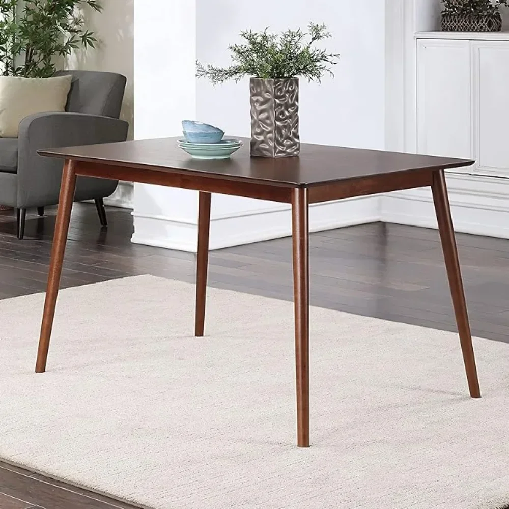 

47 Inch Wood Dining Table for Home Kitchen Room Rectangular Solid Easy Assembly Brown Dinings Tables, Walnut Finish